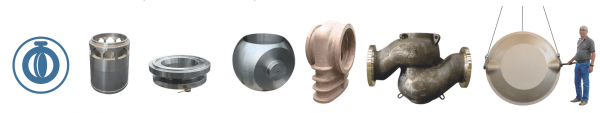 Centrifugal and sand castings components for valves including valve housing, gates for butterfly valve, valve body
